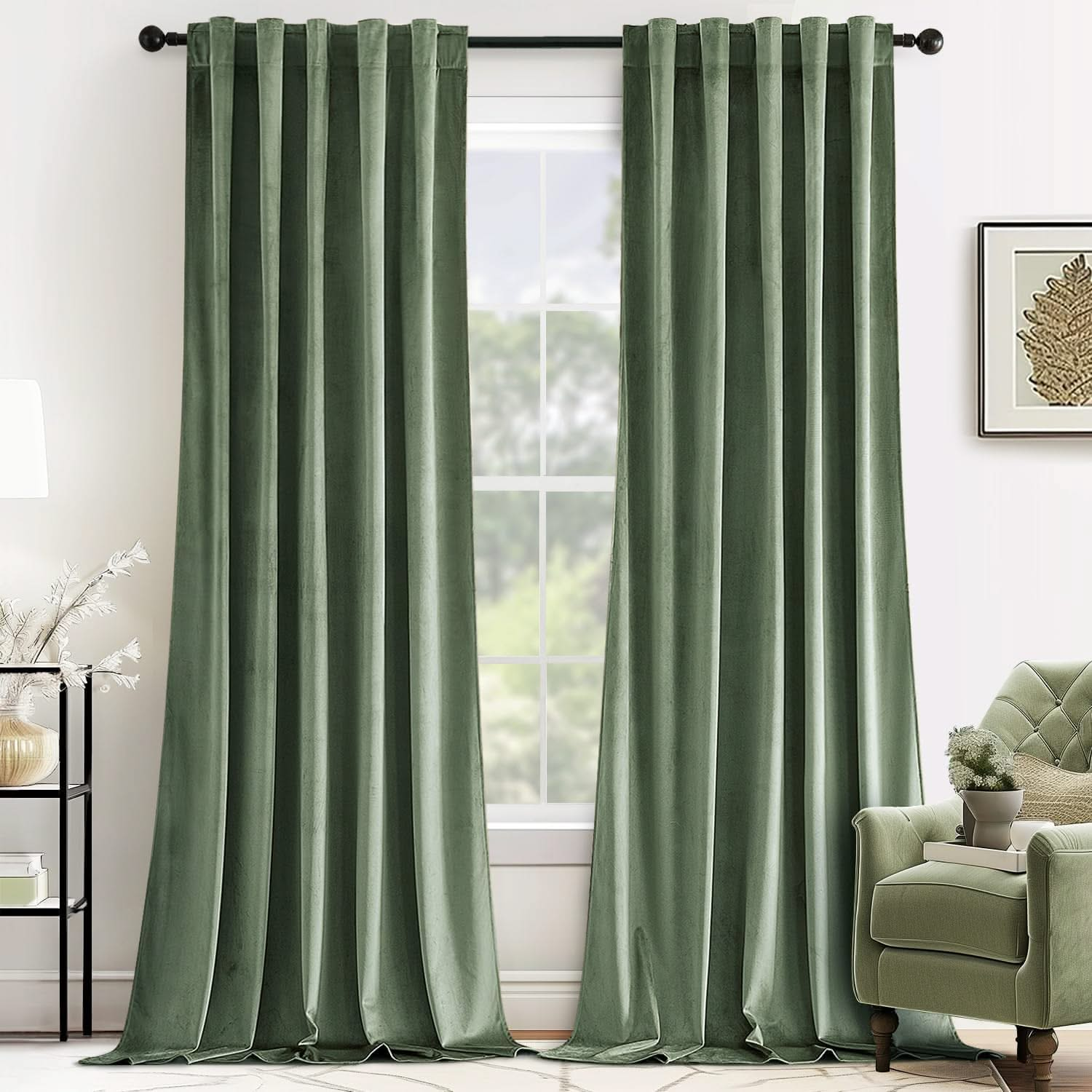 MIULEE Customized Velvet Luxury Blackout Curtains Thermal Insulated (2 Panels) - Back Tab & Rod Pocket