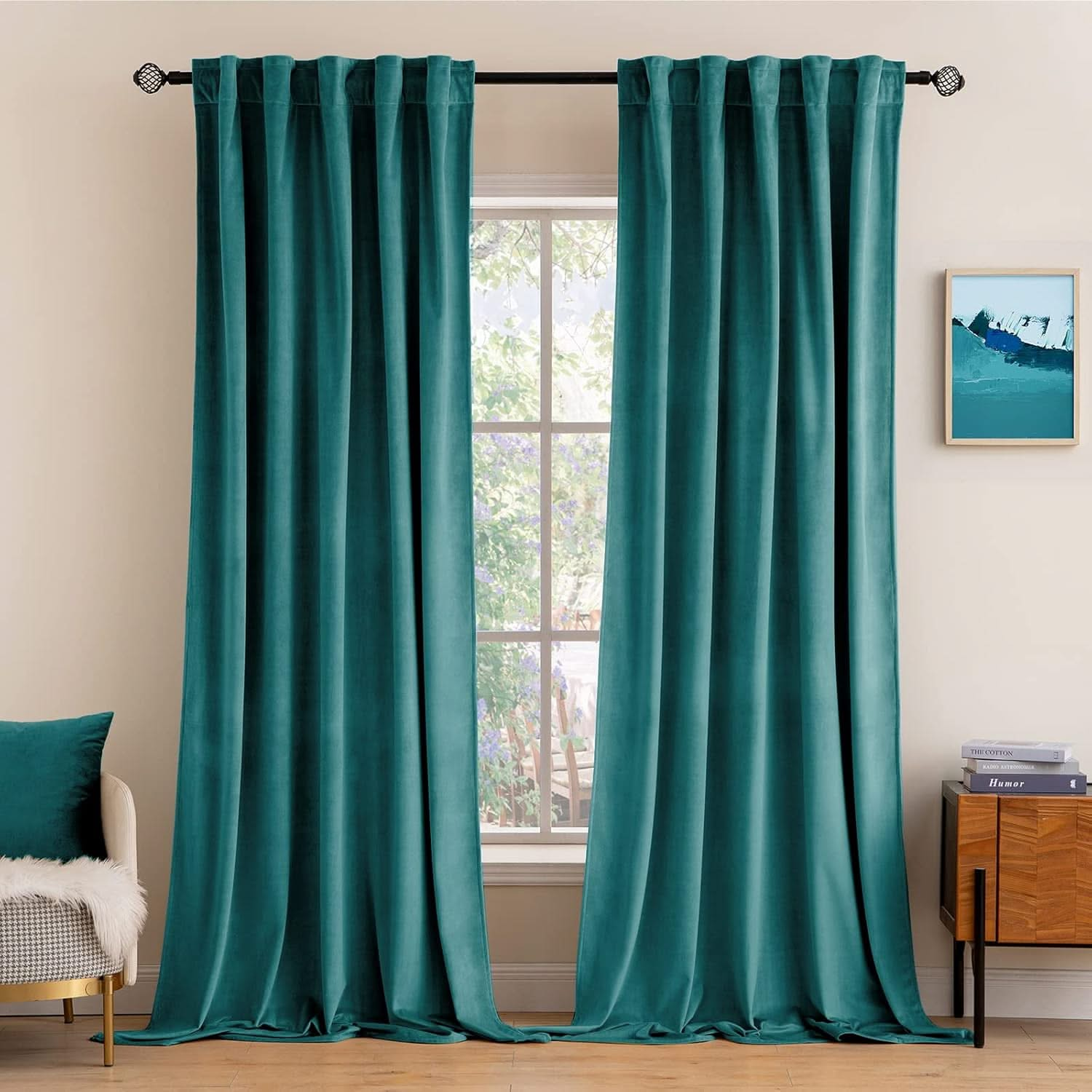 MIULEE Velvet Curtains Luxury Blackout Curtains for Bedroom Living Room Thermal Insulated Fall Decor Super Soft Rod Pocket & Back Tab 2 Panels