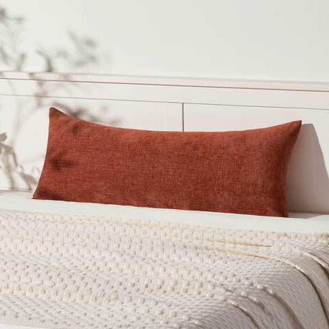 Chenille Solid Dyed Pillow Covers Burnt Orange 36x14-inch