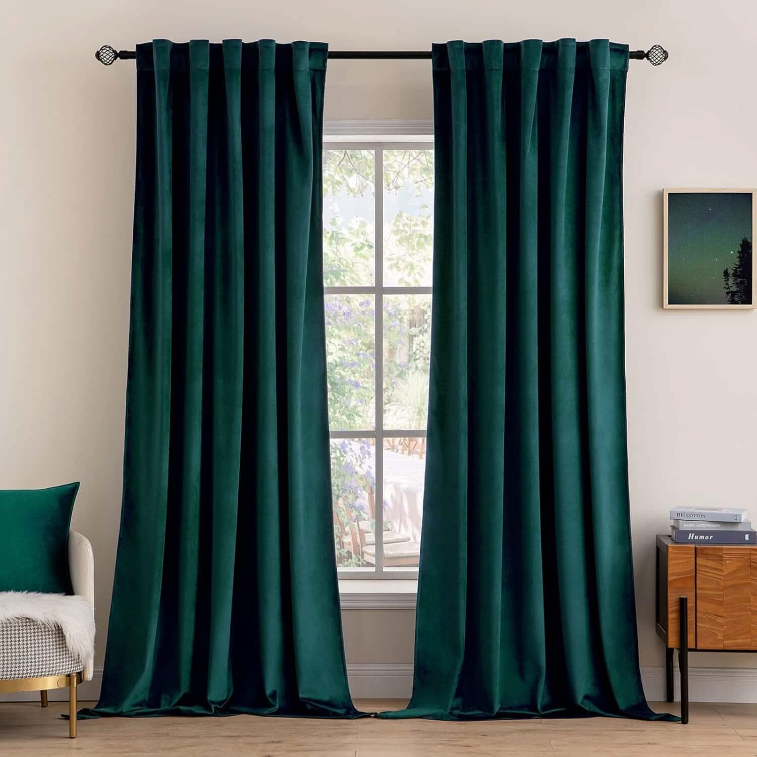 MIULEE Customized Velvet Luxury Blackout Curtains Thermal Insulated (2 Panels) - Back Tab & Rod Pocket