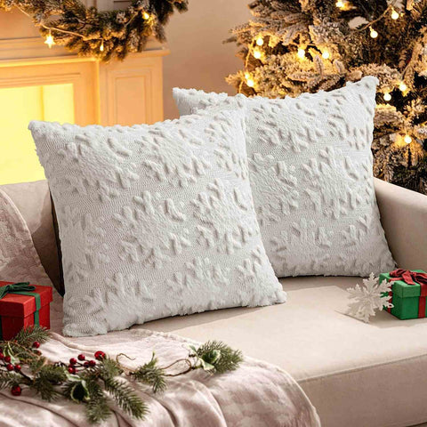 Christmas Solid Snowflake Pillow Covers Pure White 20x20-inch