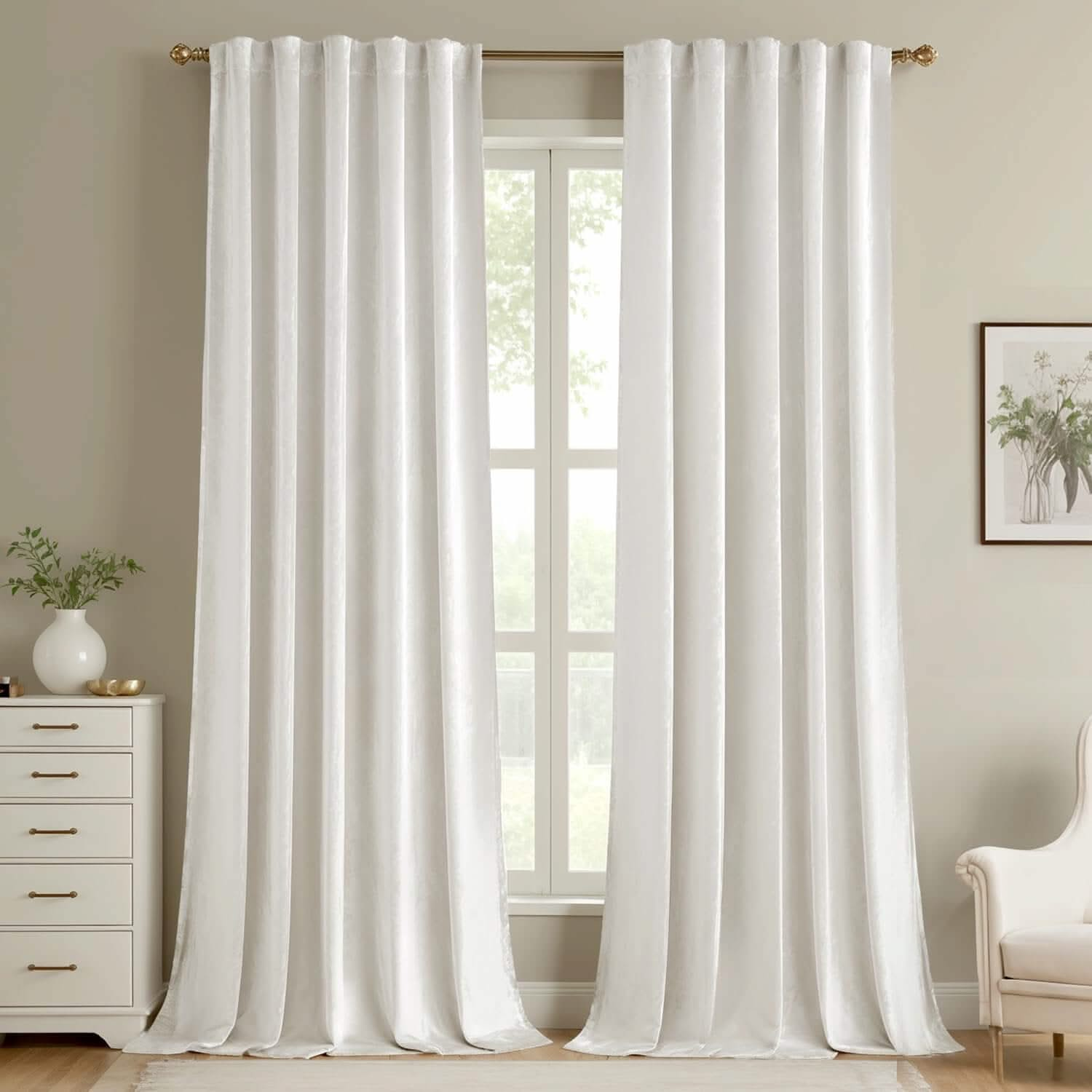 MIULEE Customized Velvet Luxury Blackout Curtains Thermal Insulated (2 Panels) - Back Tab & Rod Pocket