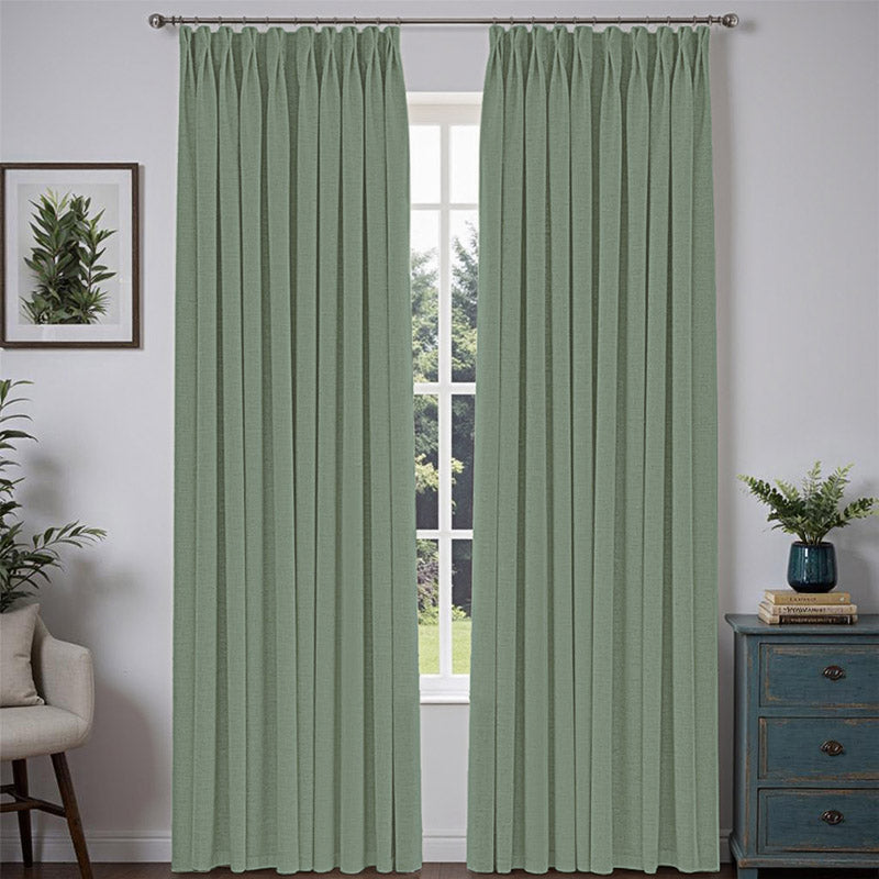 Bold Custom Heavyweight Linen Drape Pleated - Sage Green