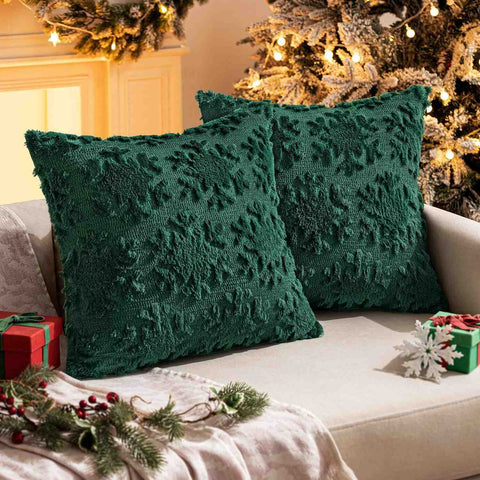Christmas Solid Snowflake Pillow Covers Green 20x20-inch