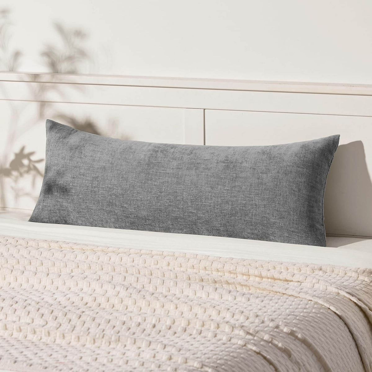 Chenille Solid Dyed Pillow Covers Dark Gray 36x14-inch