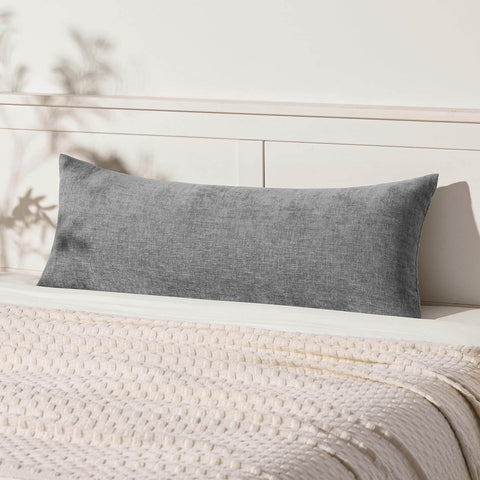 Chenille Solid Dyed Pillow Covers Dark Gray 36x14-inch