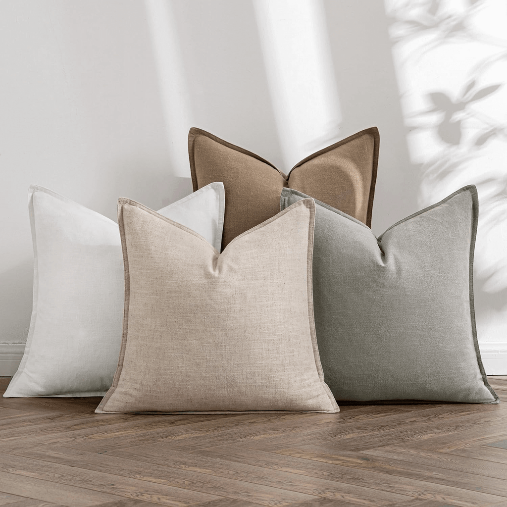 MIULEE Neutral Linen Pillow Covers Pack of 4 Decorative Natural Solid Throw Pillow Covers Soft Accent Boho Farmhouse Couch Pillowcases Modern Home Decors for Living Room Bed Sofa 20x20 Inch