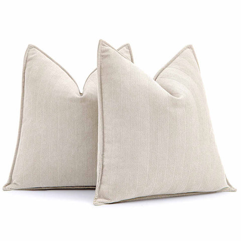 Chenille Luxurious Couch Throw Pillow Covers Cream Beige 22x22-inch