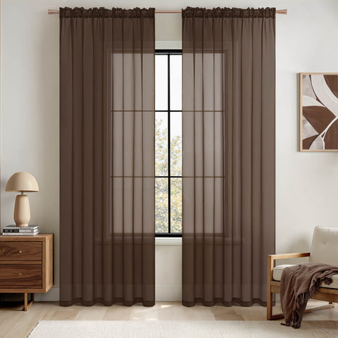 MIULEE 2 Panels Solid Color Sheer Window Curtains Voile Panels 54Wx108L
