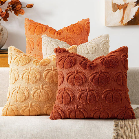 MIULEE Fall Pumpkin Pillow Covers Rust-Beige 18x18