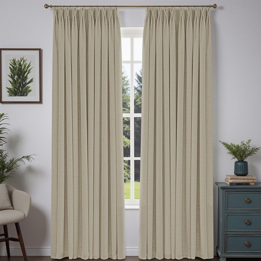 "Pure" Custom Heavyweight Linen Drape Pleated - Sand Beige