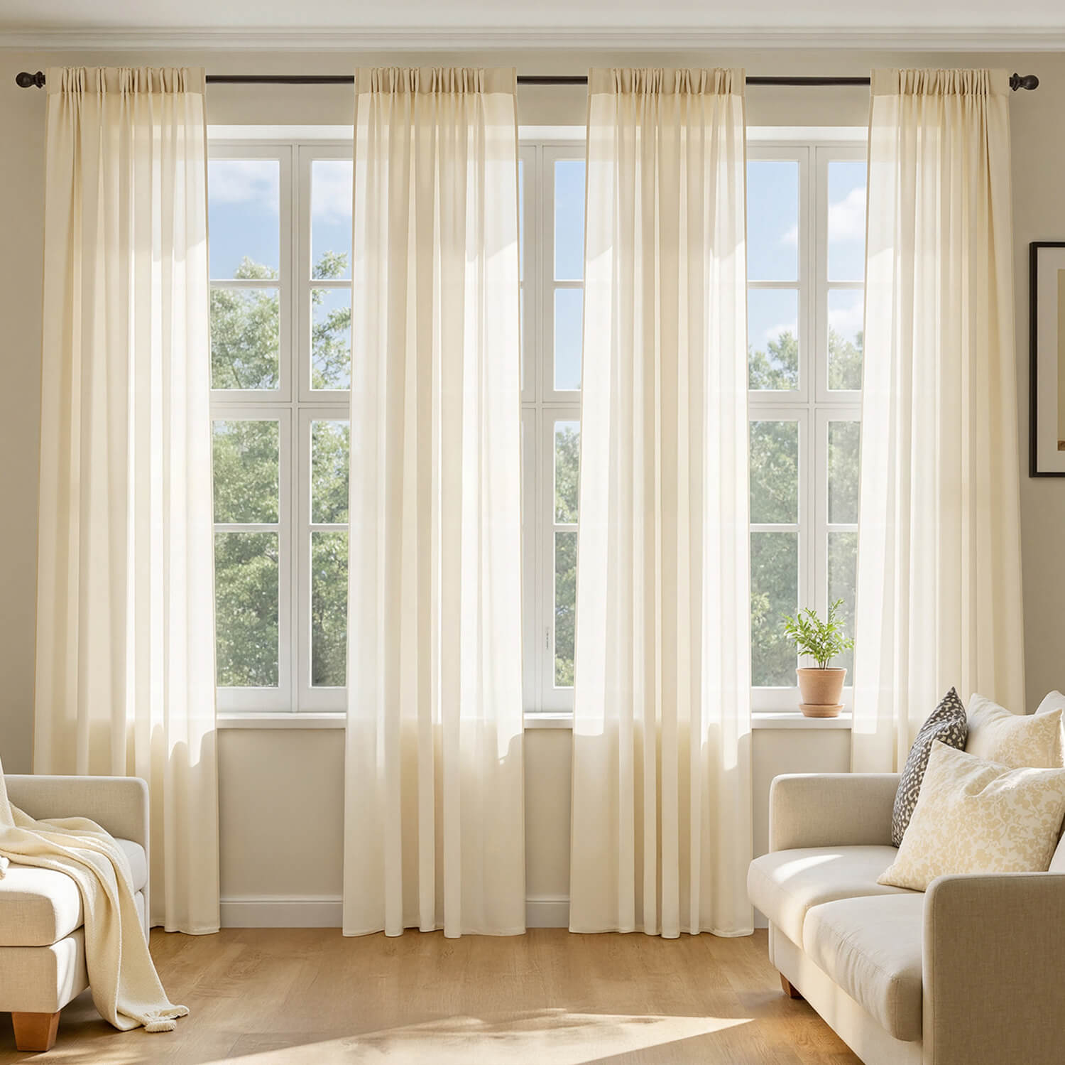 MIULEE 2 Panels Solid Color Sheer Window Curtains Voile Panels 54Wx84L