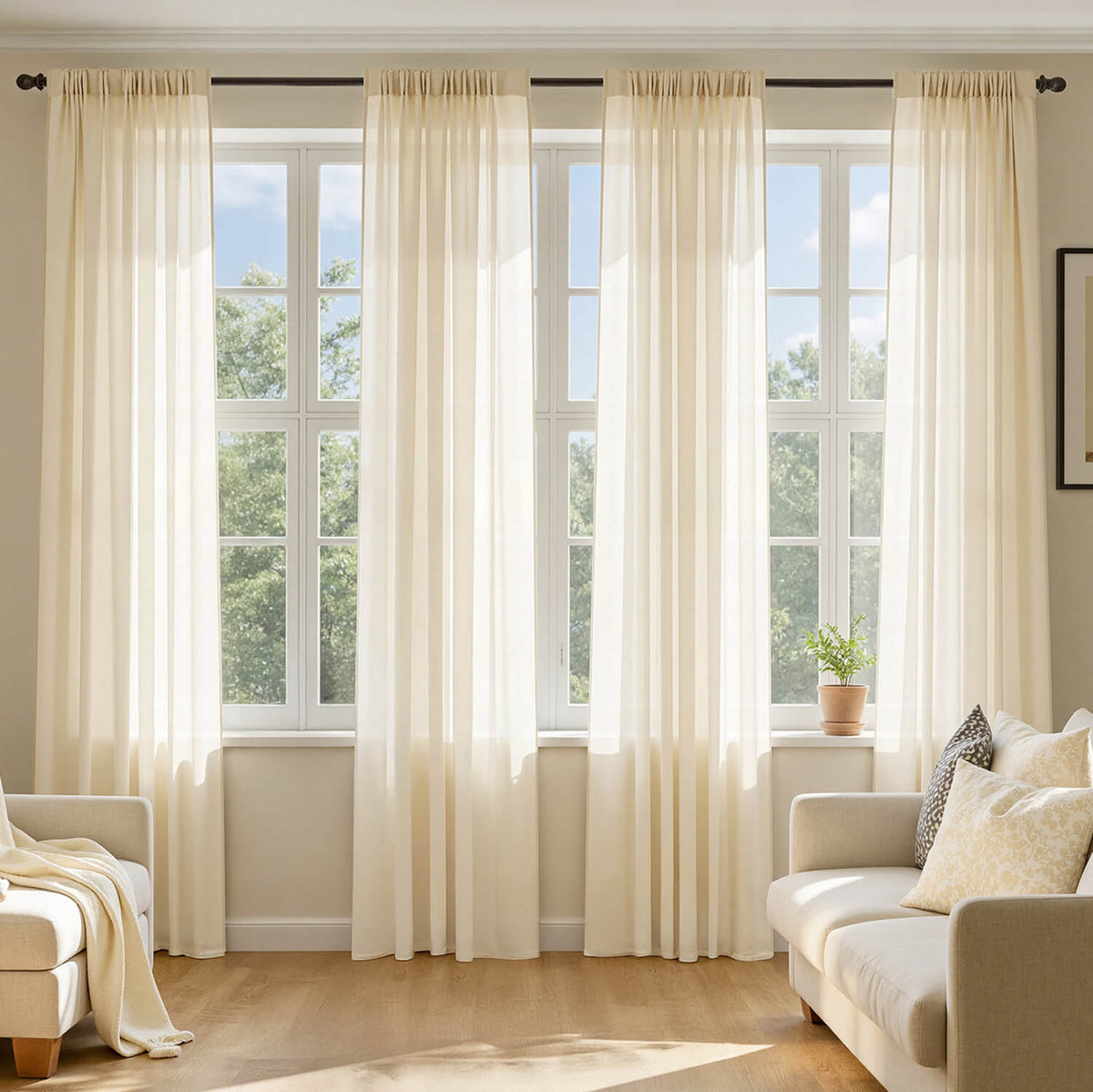 MIULEE 2 Panels Solid Color Sheer Window Curtains Voile Panels 54Wx84L