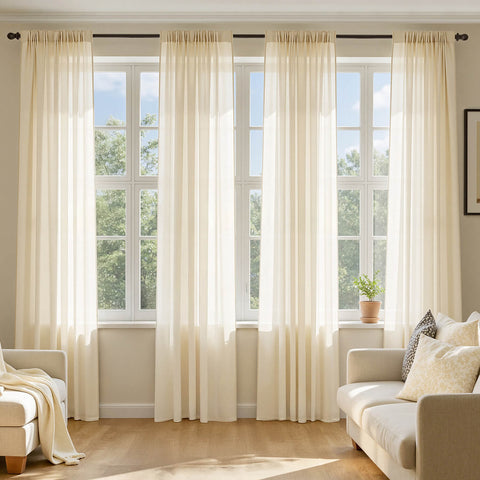 MIULEE 2 Panels Solid Color Sheer Window Curtains Voile Panels 54Wx84L