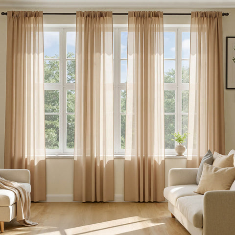 MIULEE 2 Panels Solid Color Sheer Window Curtains Voile Panels 42Wx90L