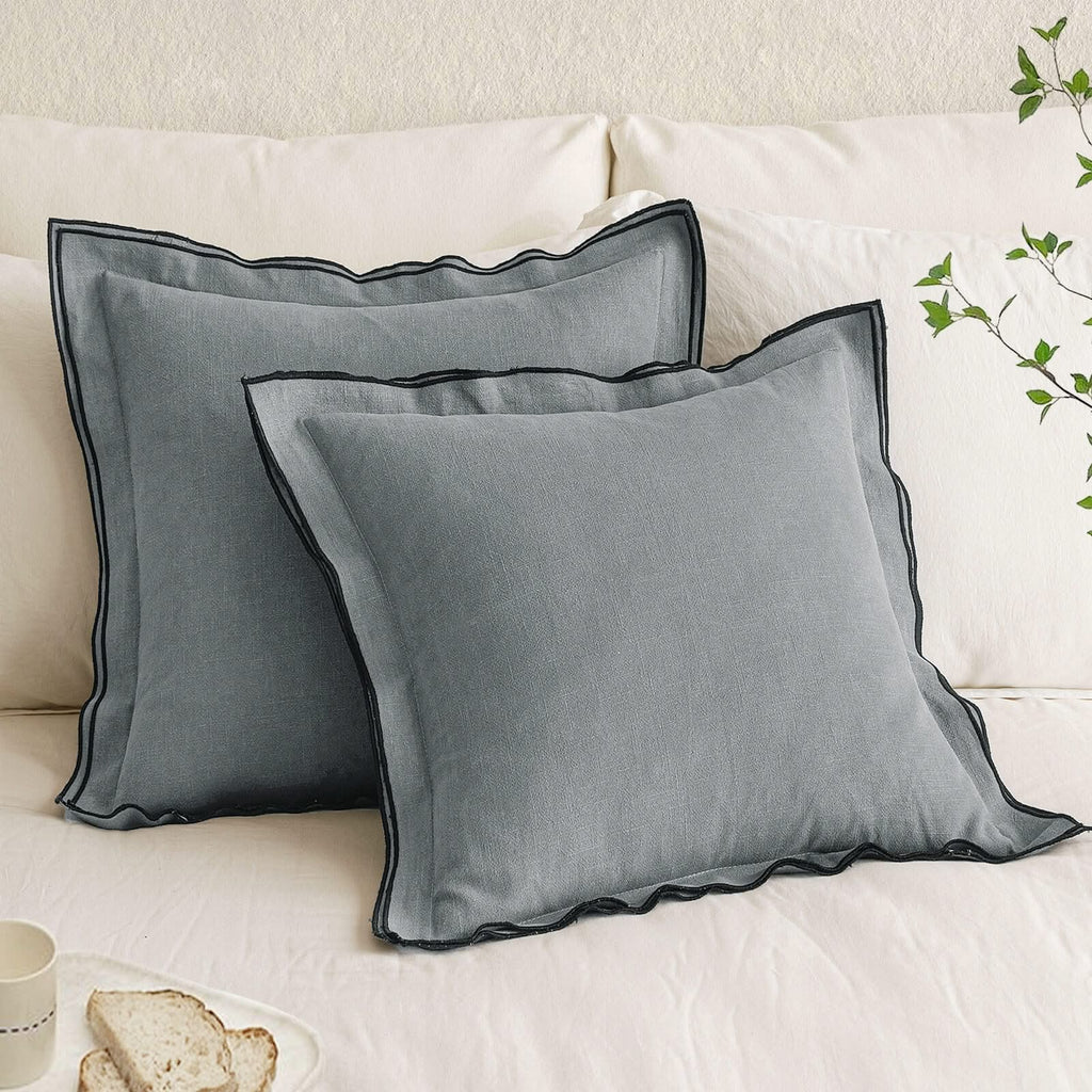 MIULEE Linen Pillow Covers 20x20 Inch Gray Decorative Throw Pillow Covers Cozy Boho Farmhouse Cushion Covers for Couch Sofa Bedroom Living Room Home Decor