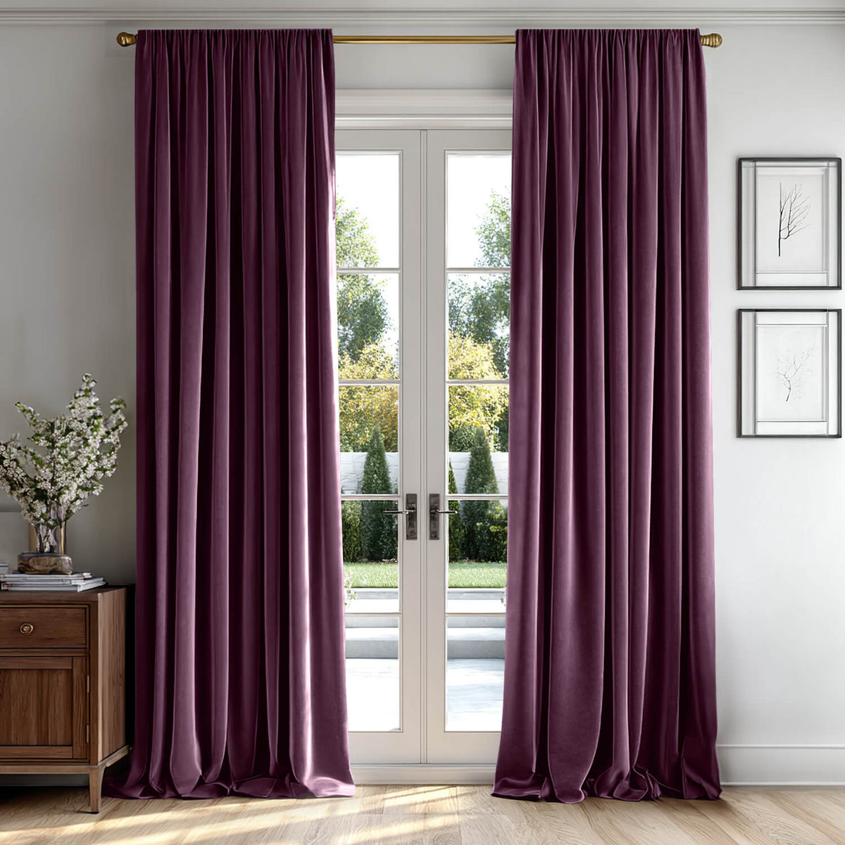 MIULEE Purple Orchid Velvet Curtains Thermal Insulated Blackout Curtain Drapes for Bedroom Living Room Darkening 84 Inches Long Curtains Panels Rod Pocket Set of 2