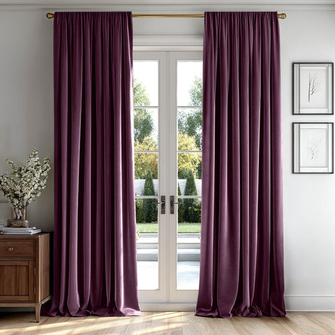 MIULEE Purple Orchid Velvet Curtains Thermal Insulated Blackout Curtain Drapes for Bedroom Living Room Darkening 84 Inches Long Curtains Panels Rod Pocket Set of 2