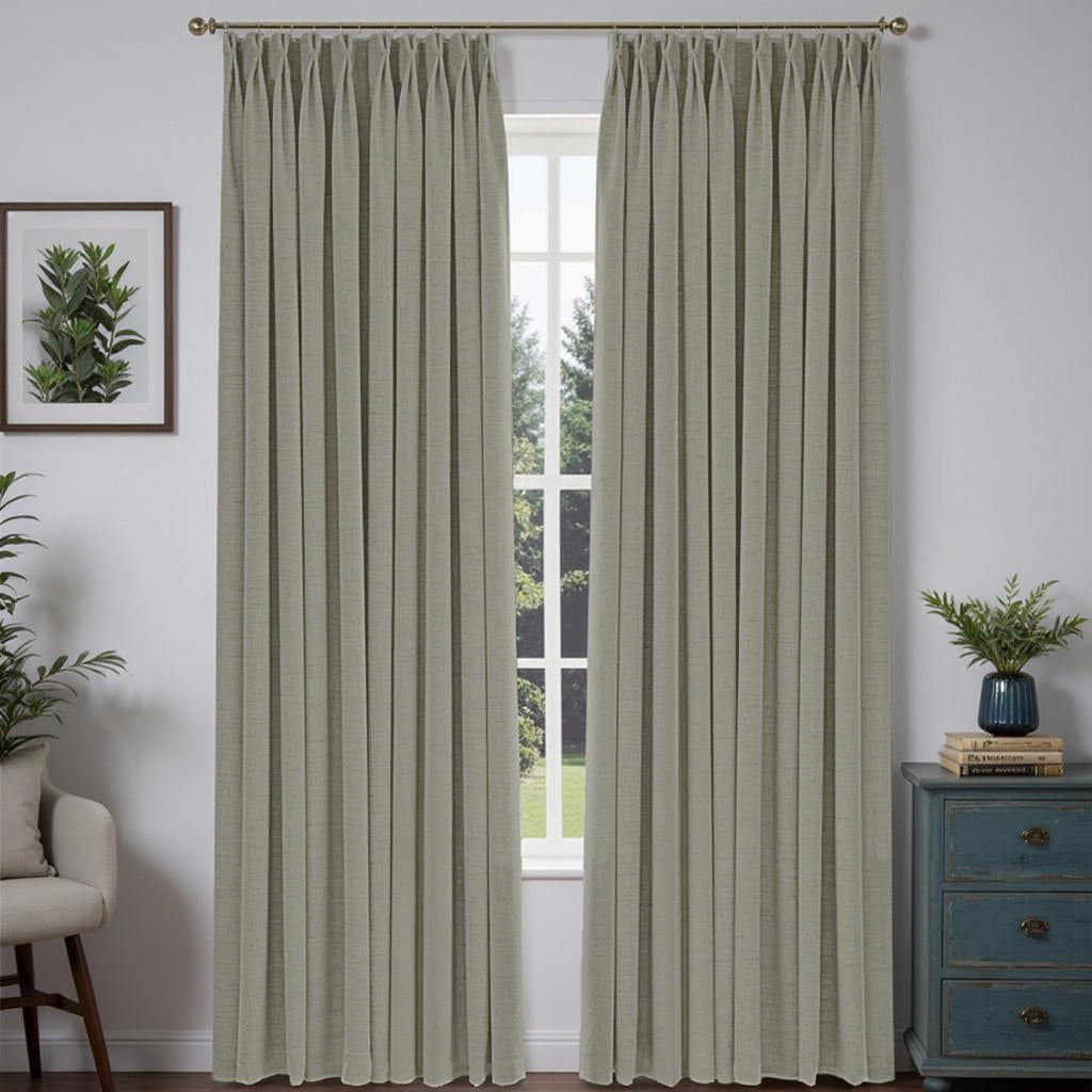 "Pure" Custom Heavyweight Linen Drape Pleated - Grayish White