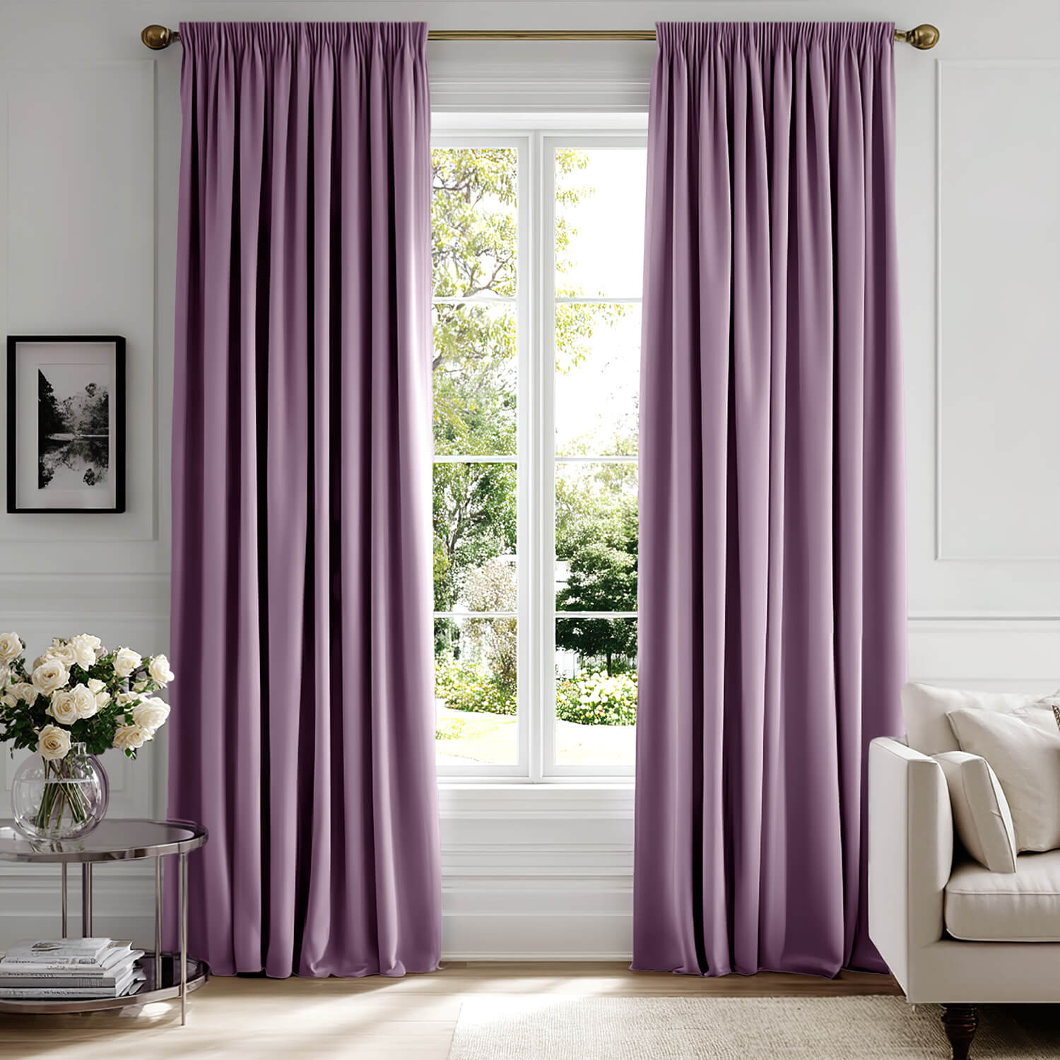 MIULEE Lavender Velvet Curtains Thermal Insulated Blackout Curtain Drapes for Bedroom Living Room Darkening 84 Inches Long Curtains Panels Rod Pocket Set of 2