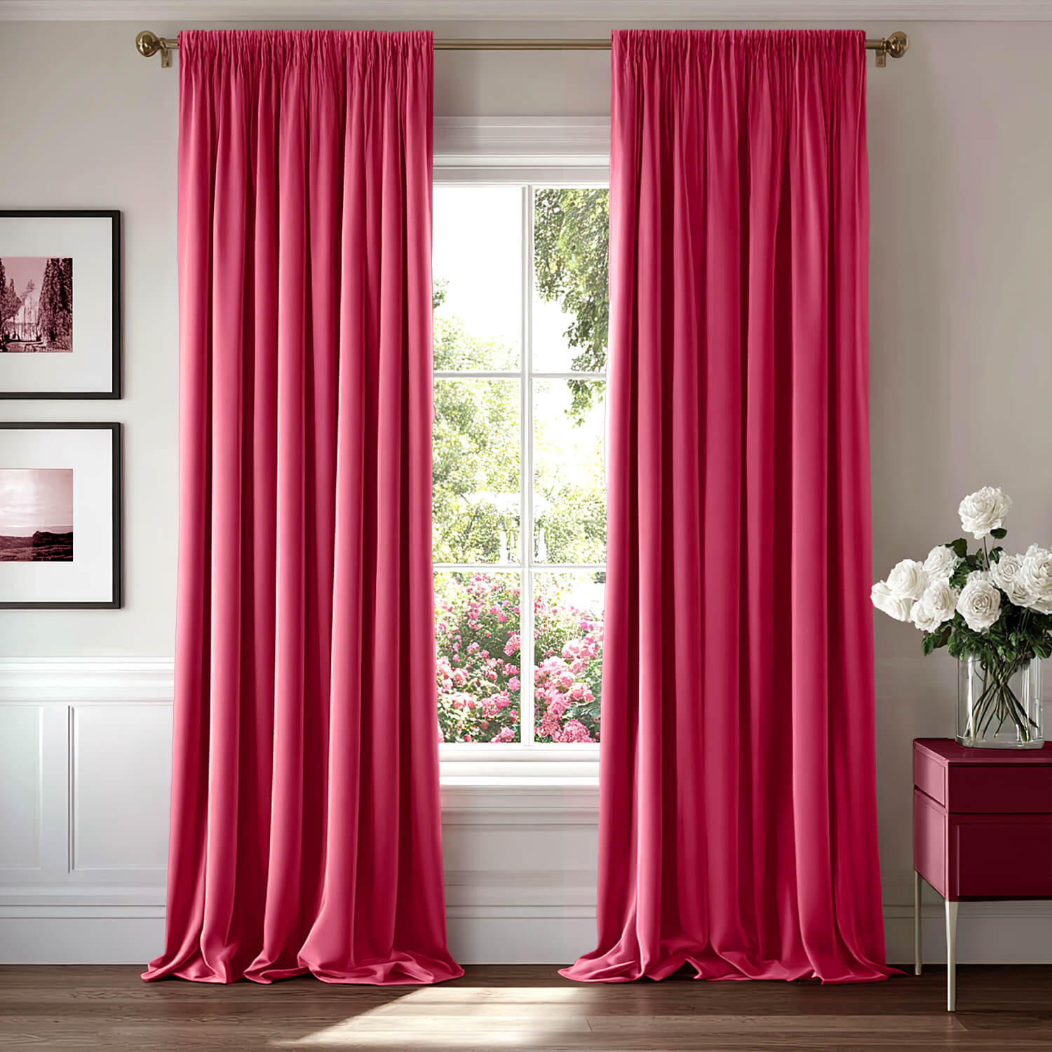 MIULEE Berry Velvet Curtains Thermal Insulated Blackout Curtain Drapes for Bedroom Living Room Darkening 84 Inches Long Curtains Panels Rod Pocket Set of 2
