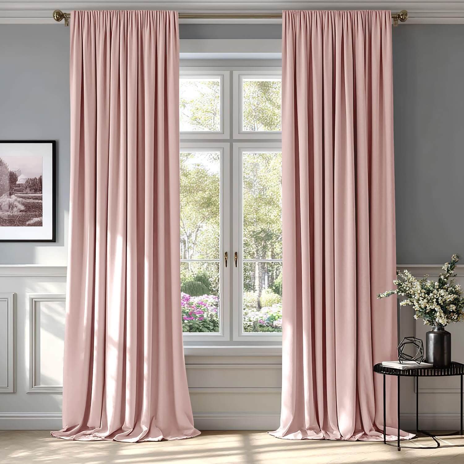 MIULEE Baby Pink Velvet Curtains Thermal Insulated Blackout Curtain Drapes for Bedroom Living Room Darkening 84 Inches Long Curtains Panels Rod Pocket Set of 2