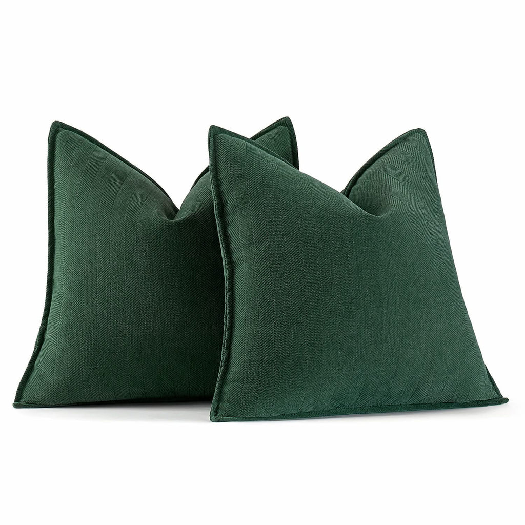 MIULEE Pack of 2 Christmas Green Decorative Pillow Covers 20x20 Inch Soft Chenille Couch Throw Pillows Farmhouse Cushion Covers with Elegant Design for Sofa Bedroom Living Room Home Decor