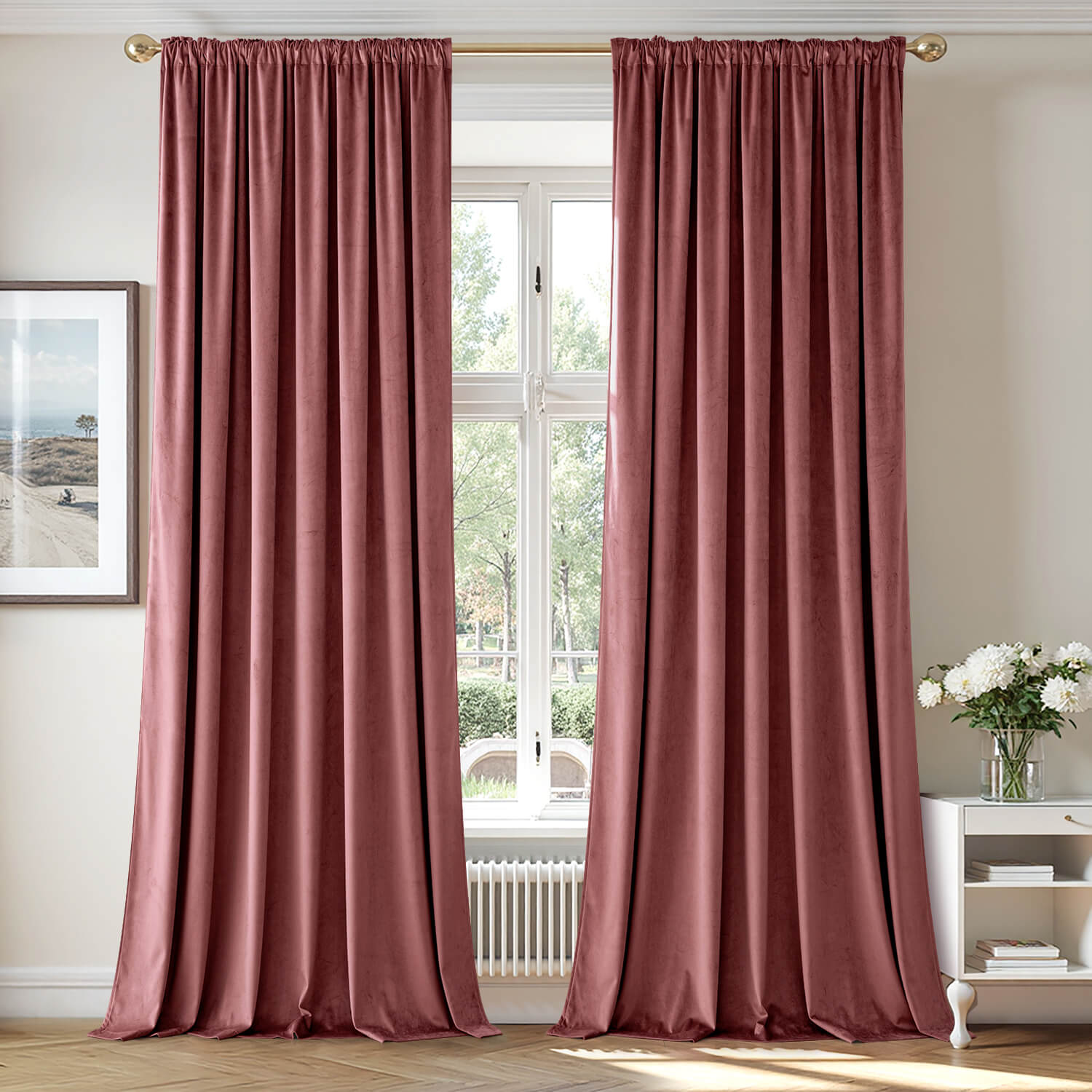 MIULEE Velvet Curtains Thermal Insulated Blackout Curtain Drapes 66Wx96L