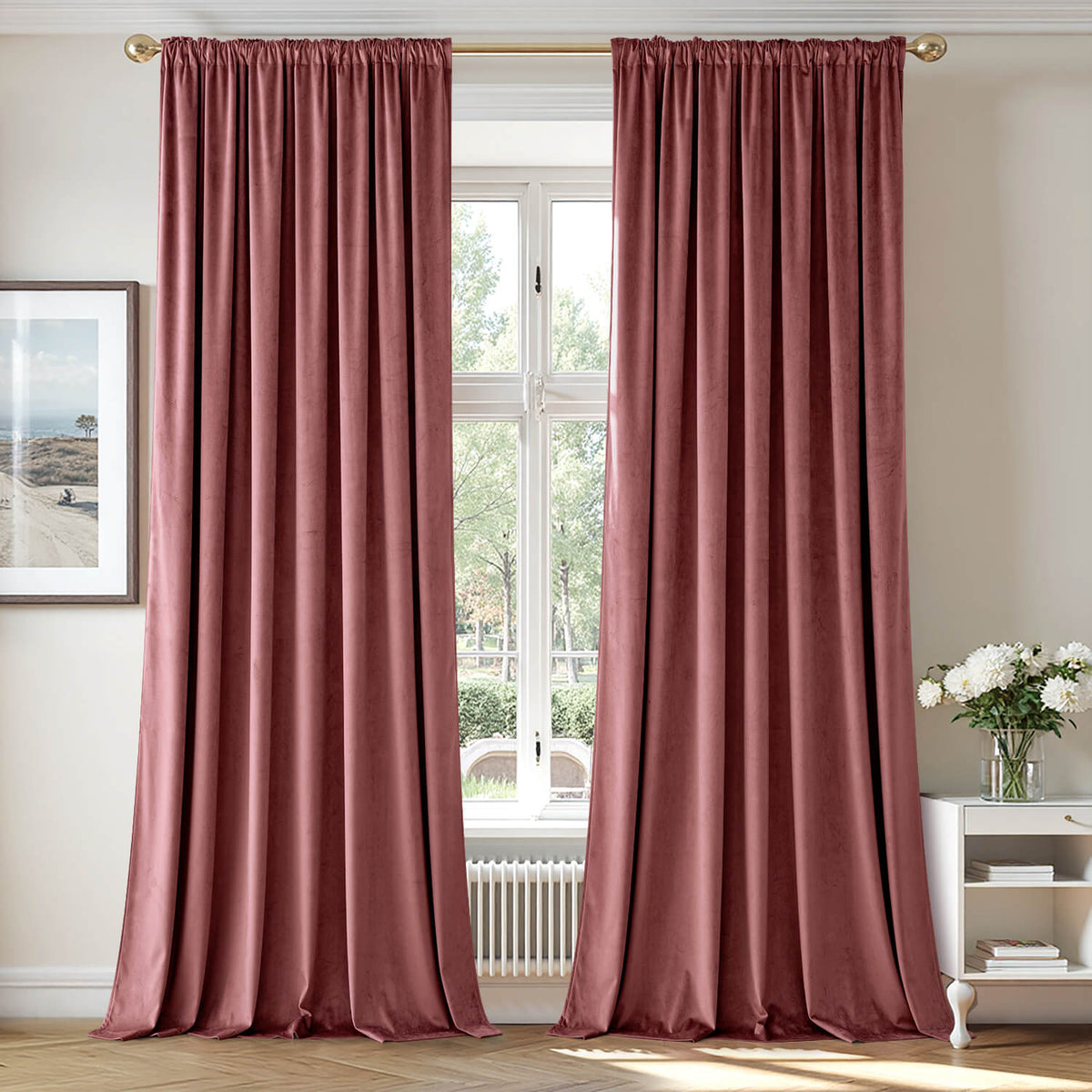 MIULEE Velvet Curtains Thermal Insulated Blackout Curtain Drapes 66Wx96L