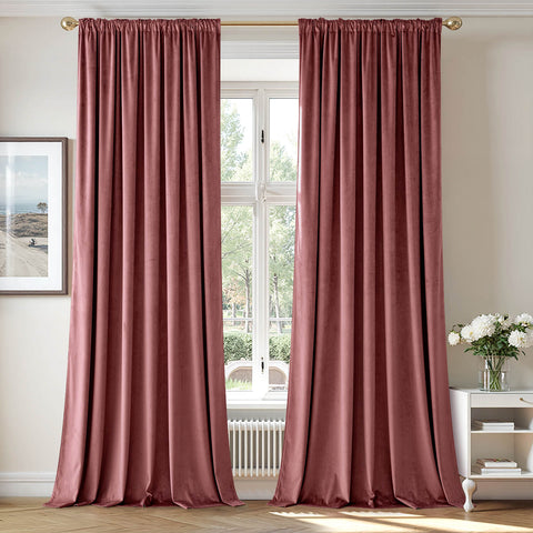 MIULEE Velvet Curtains Thermal Insulated Blackout Curtain Drapes 66Wx96L