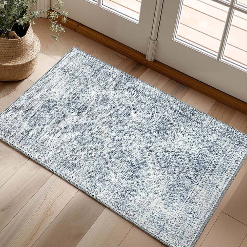 MIULEE 2x3 Washable Entry Rug Door Mat Indoor Entrance Blue
