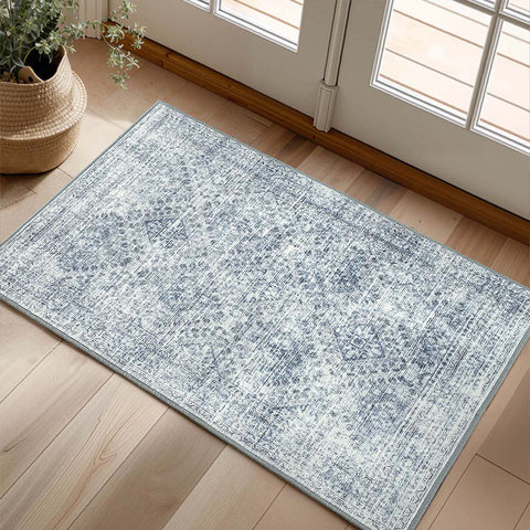 MIULEE 2x3 Washable Entry Rug Door Mat Indoor Entrance Blue