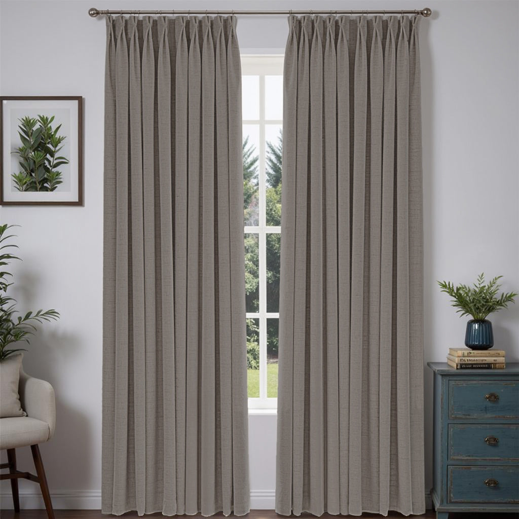 "Pure" Custom Heavyweight Linen Drape Pleated - Taupe