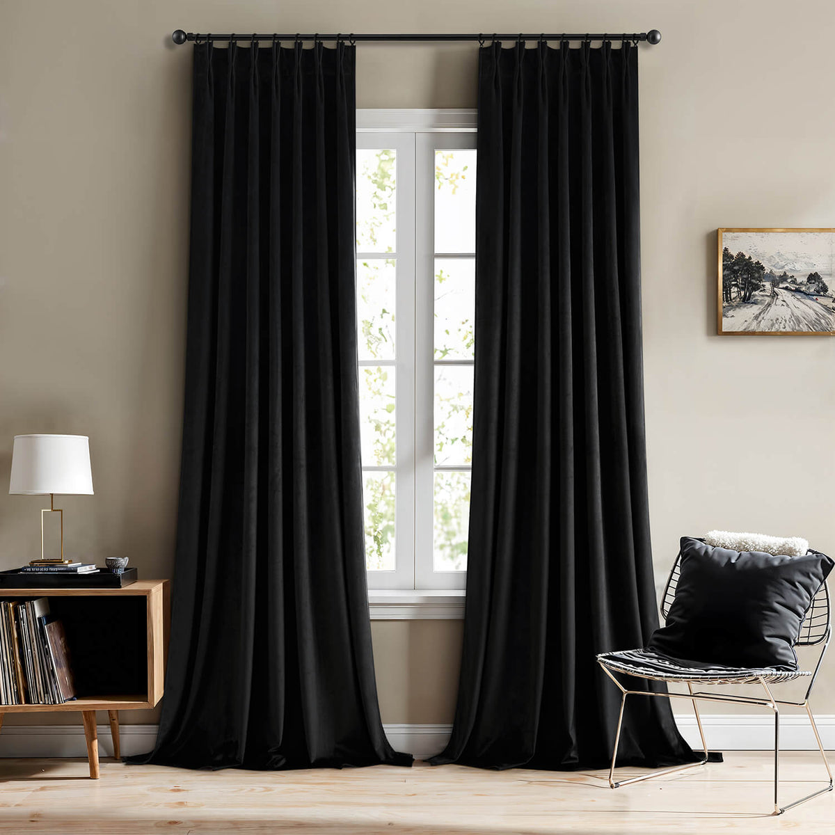 MIULEE Velvet Pinch Pleated Blackout Curtains  40Wx92L