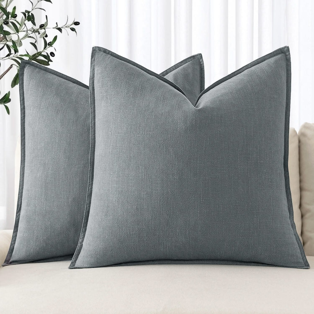 MIULEE Linen Pillow Covers 18x18 Inch Gray Decorative Throw Pillow Covers Pack of 2 Soft Accent Farmhouse Couch Pillowcases Modern Home Decors for Sofa Cushion Living Room Bed