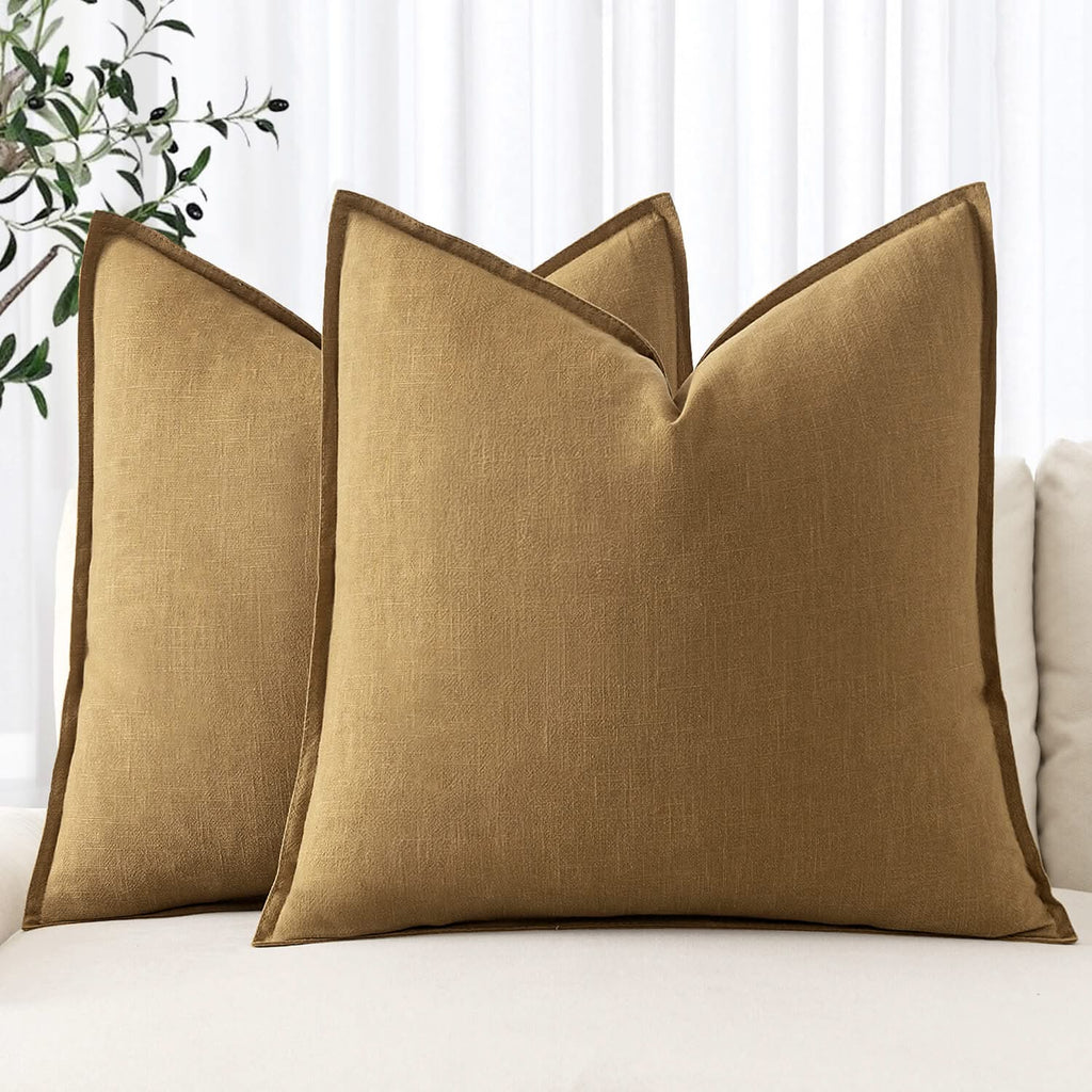 MIULEE Linen Pillow Covers 20x20 Inch Mustard Yellow Decorative Throw Pillow Covers Pack of 2 Soft Accent Farmhouse Couch Pillowcases Modern Home Decors for Sofa Cushion Living Room Bed