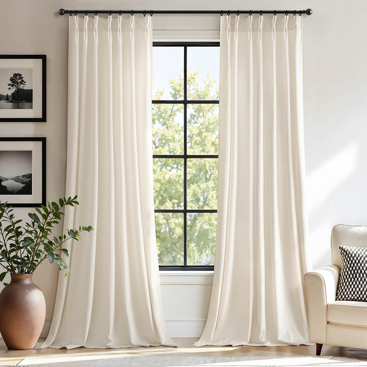 MIULEE Velvet Pinch Pleated Blackout Curtains  40Wx96L