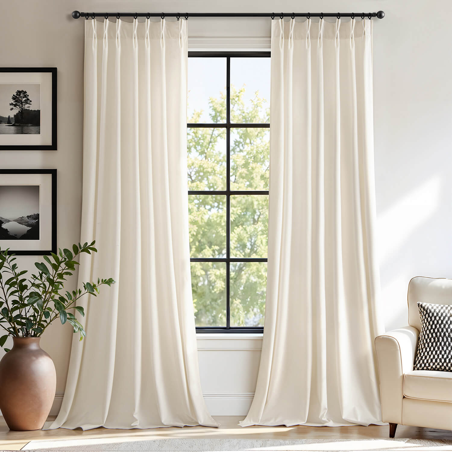 MIULEE Velvet Pinch Pleated Blackout Curtains  40Wx84L