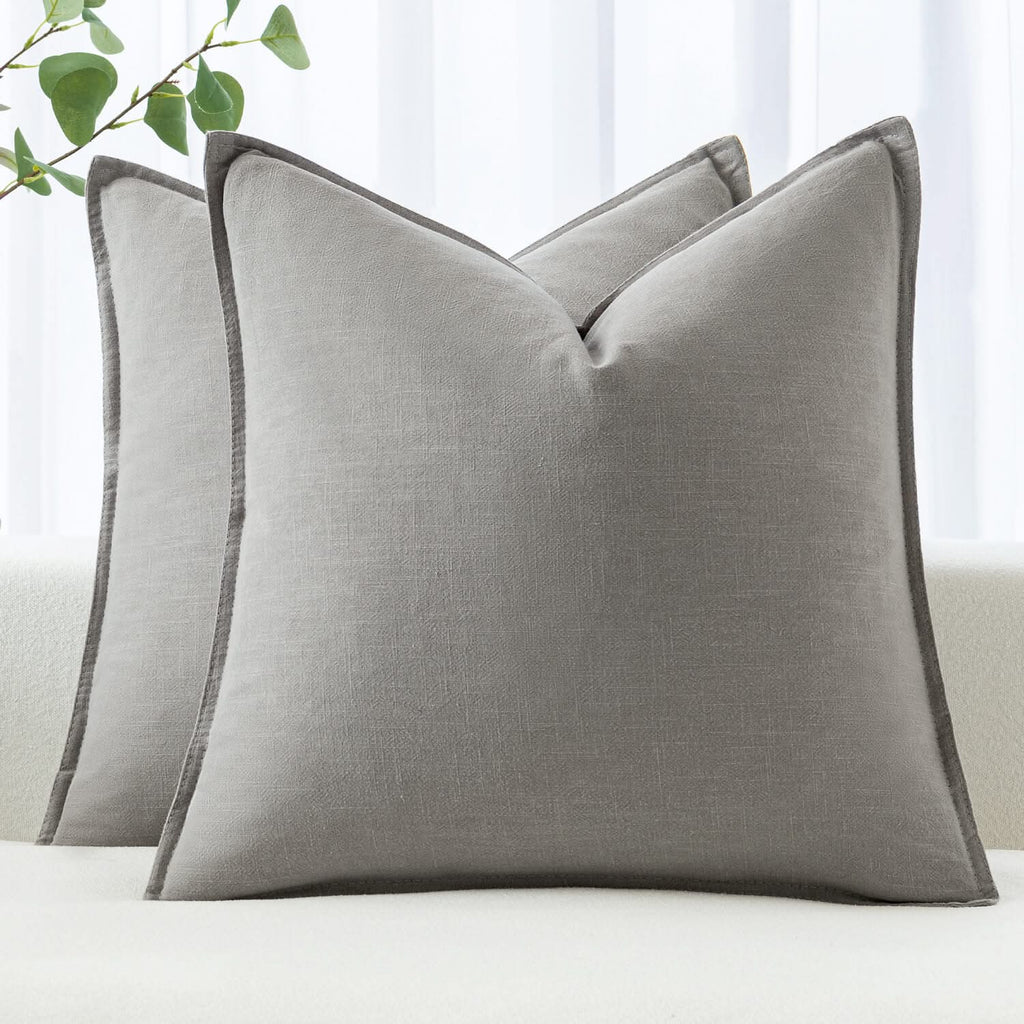 MIULEE Linen Pillow Covers 18x18 Inch Light Gray Decorative Throw Pillow Covers Pack of 2 Soft Accent Farmhouse Couch Pillowcases Modern Home Decors for Sofa Cushion Living Room Bed