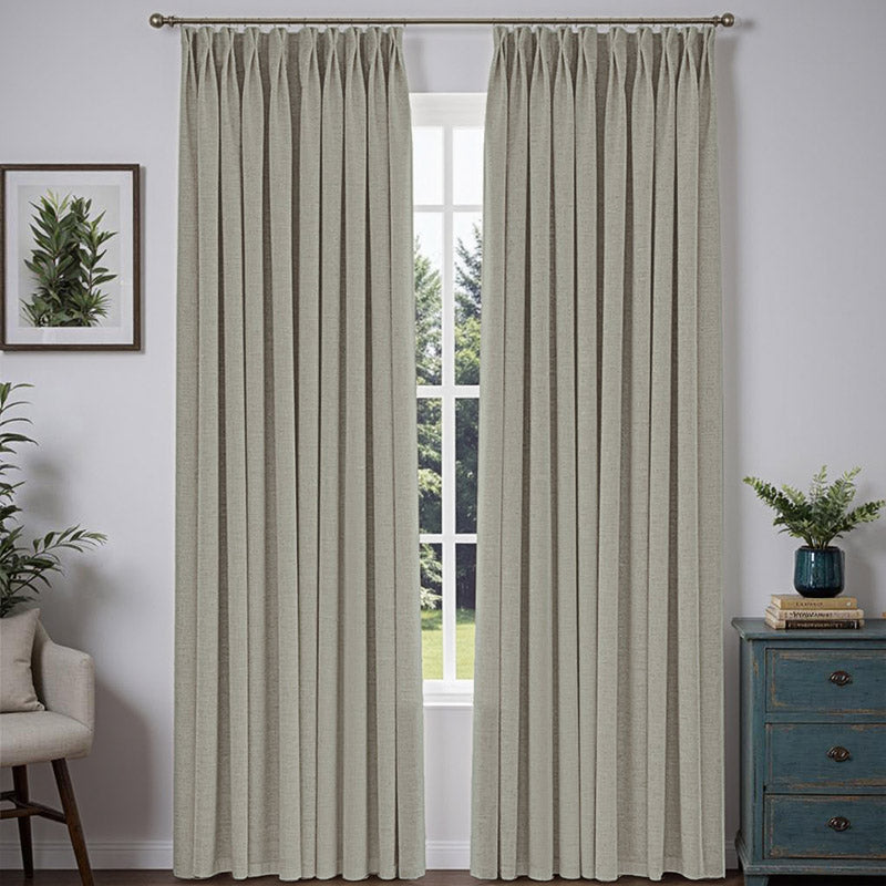 Bold Custom Heavyweight Linen Drape Pleated - Ashen White