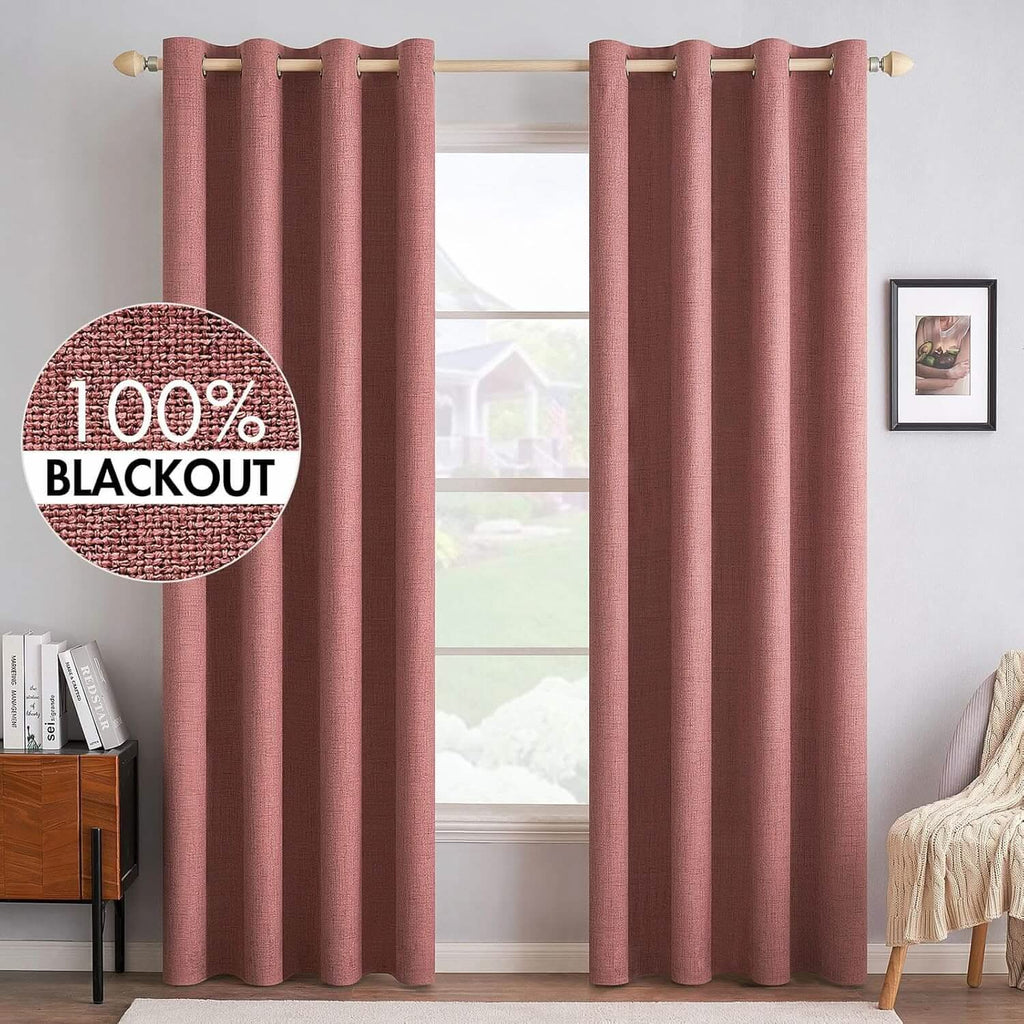 🔥Extra 30% OFF MIULEE Customized 100% Blackout Linen Textured Curtains (2 Panels)