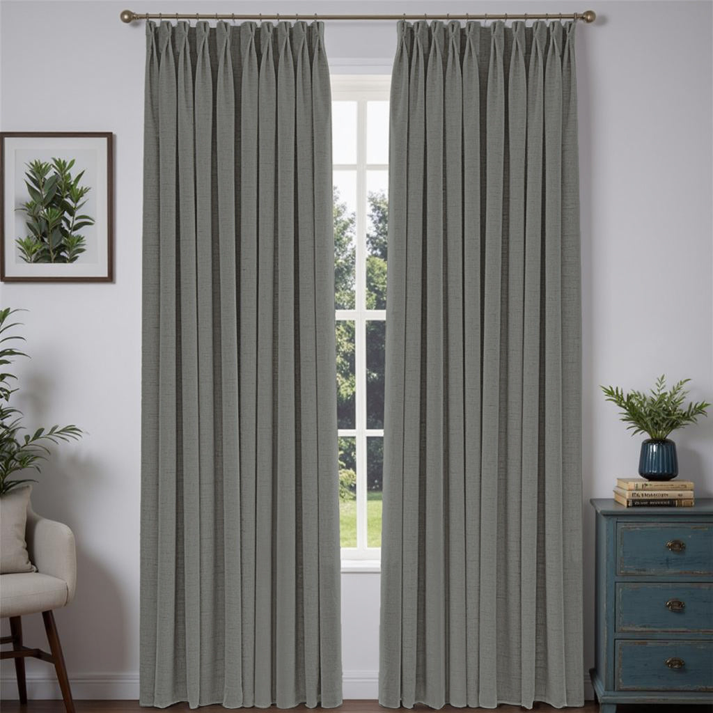 "Pure" Custom Heavyweight Linen Drape Pleated - Light Gray