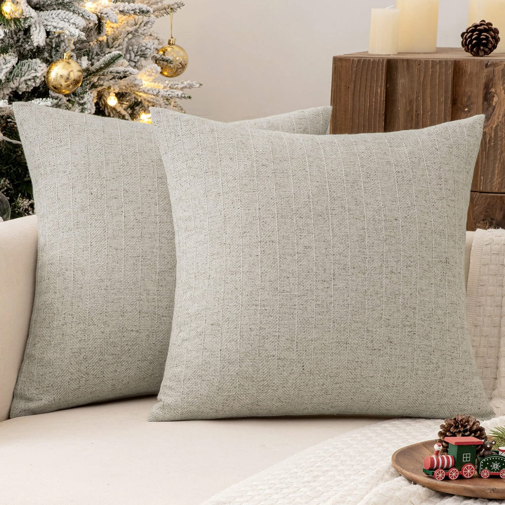 MIULEE Pack of 2 Oatmeal Christmas Decorative Pillow Covers 18 x 18 Inch Soft Accent Farmhouse Couch Throw Pillows Cushion Covers Modern Home Decors for Sofa Living Room Bedroom