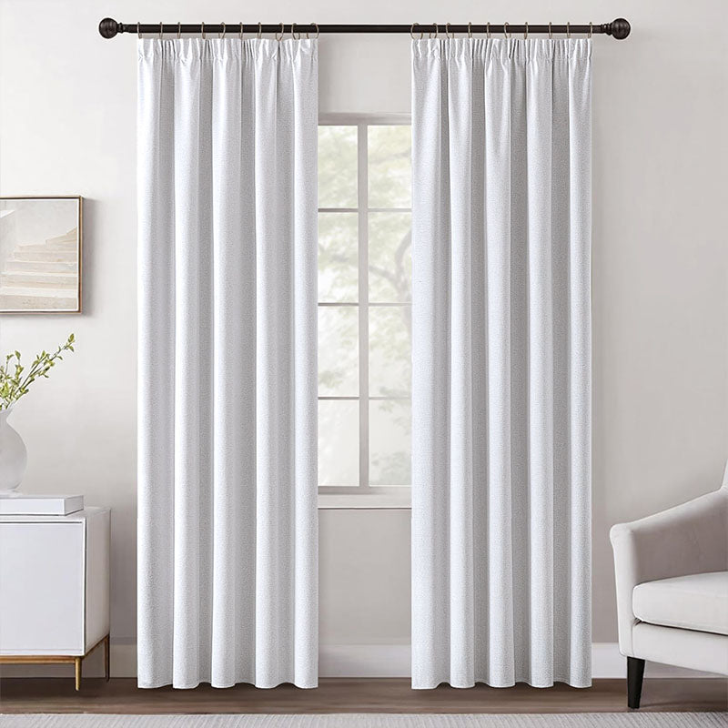 MIULEE Customized 100% Blackout Linen Textured Curtains (2 Panels) - Pencil Pleat & Rod Pocket