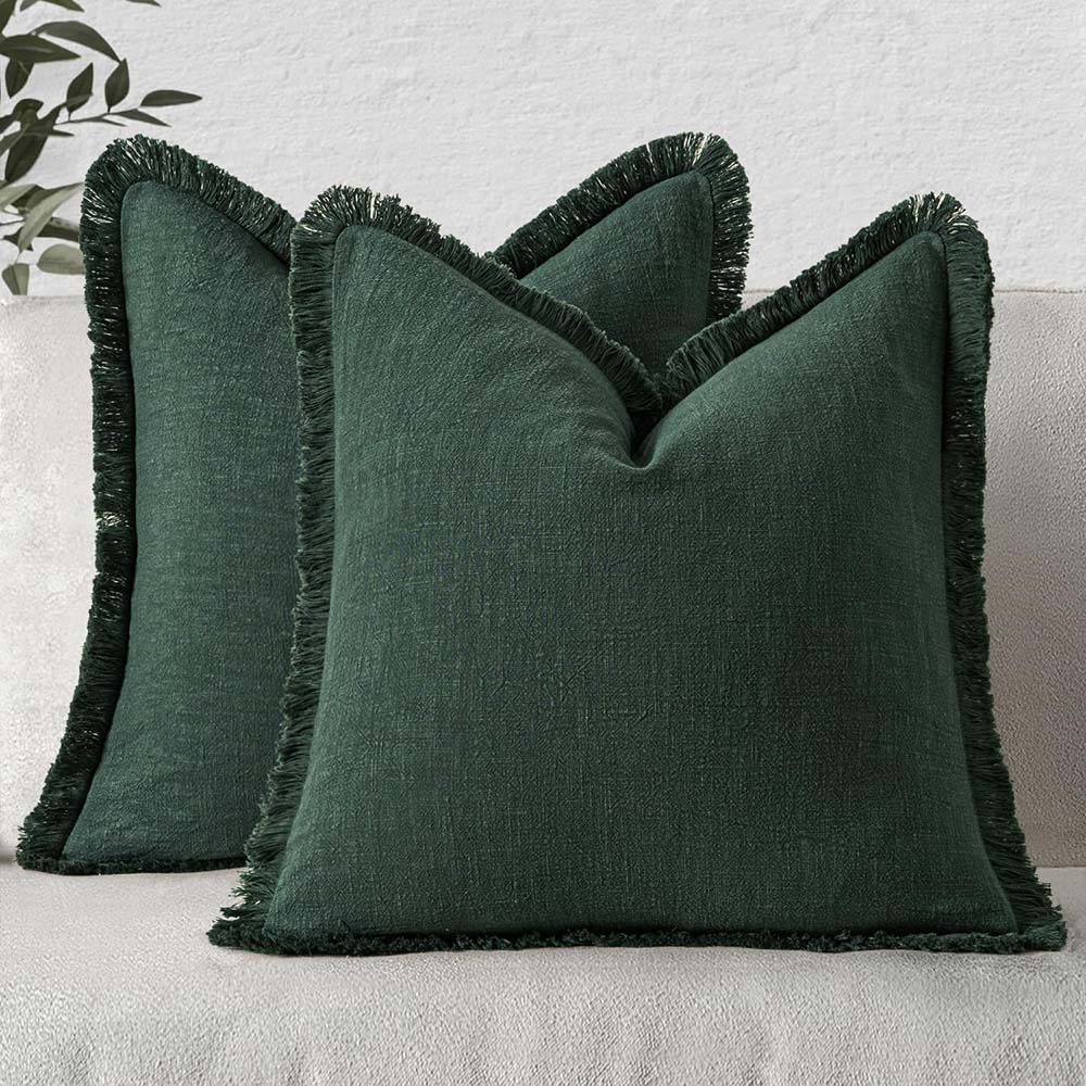 Army_Green Linen Boho Pillow Covers
