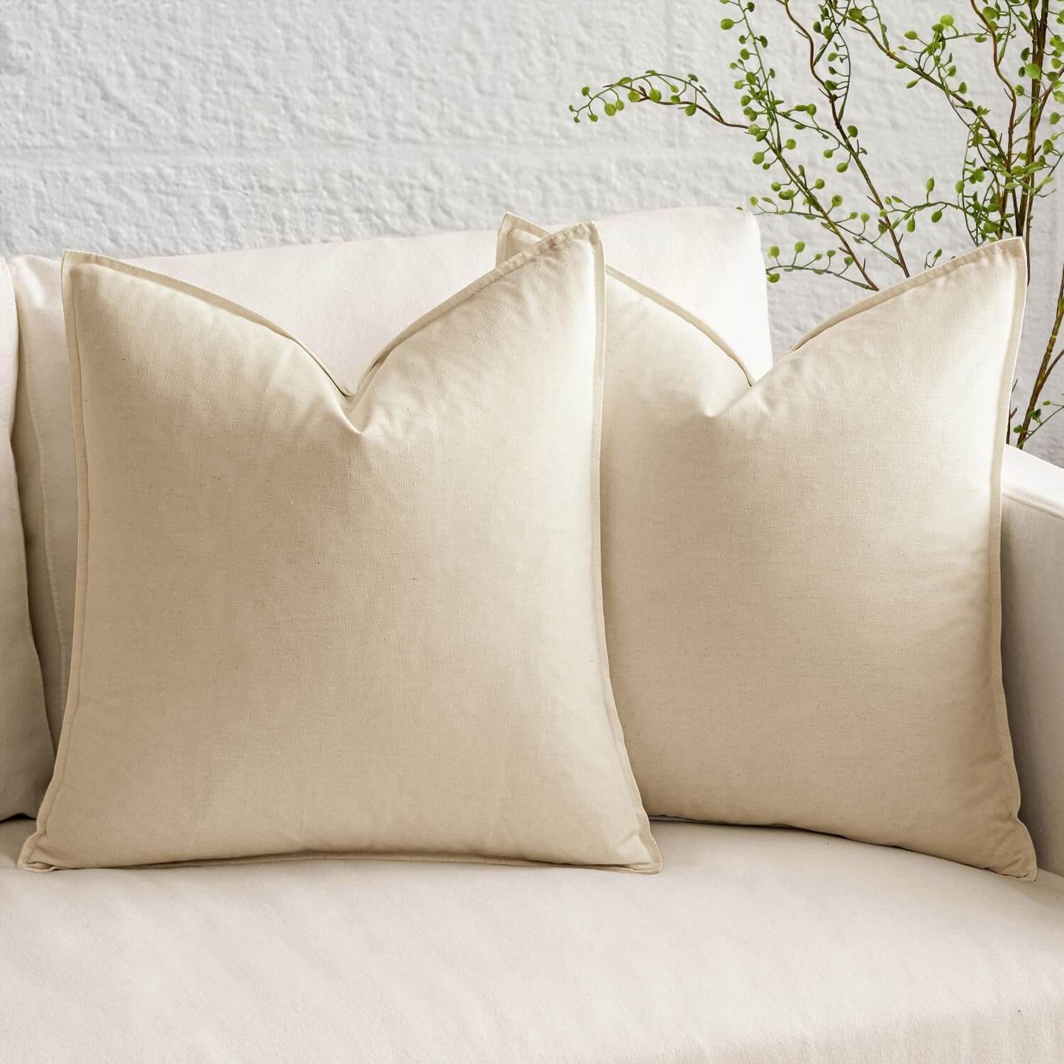 MIULEE Decorative Linen Modern Farmhouse Home Couch Throw Pillow Covers (Pack of 2)