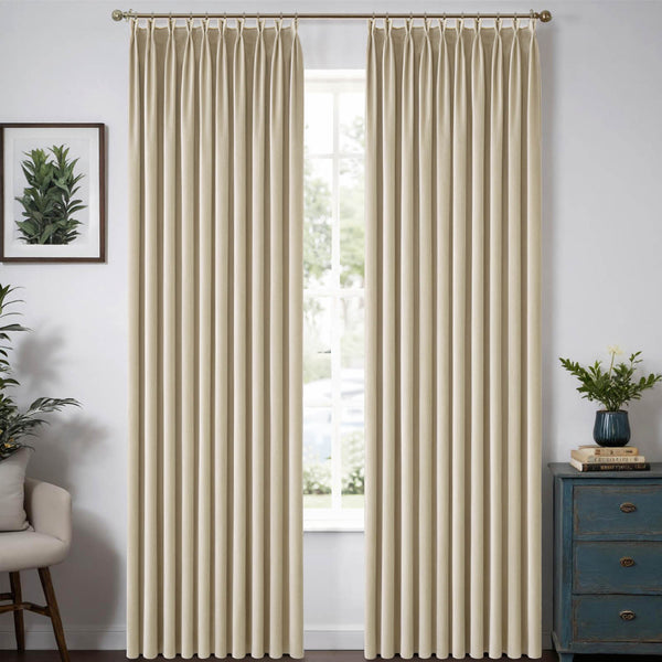 MIULEE Customized Pleated Velvet Luxury Blackout Curtains Thermal Insulated (2 Panels) - Pleated