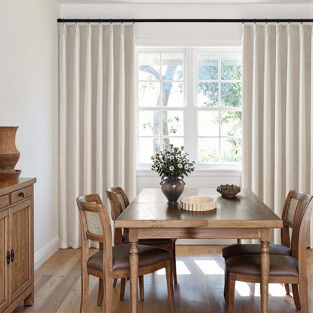 Pinch Pleated 100% Blackout Linen Curtains