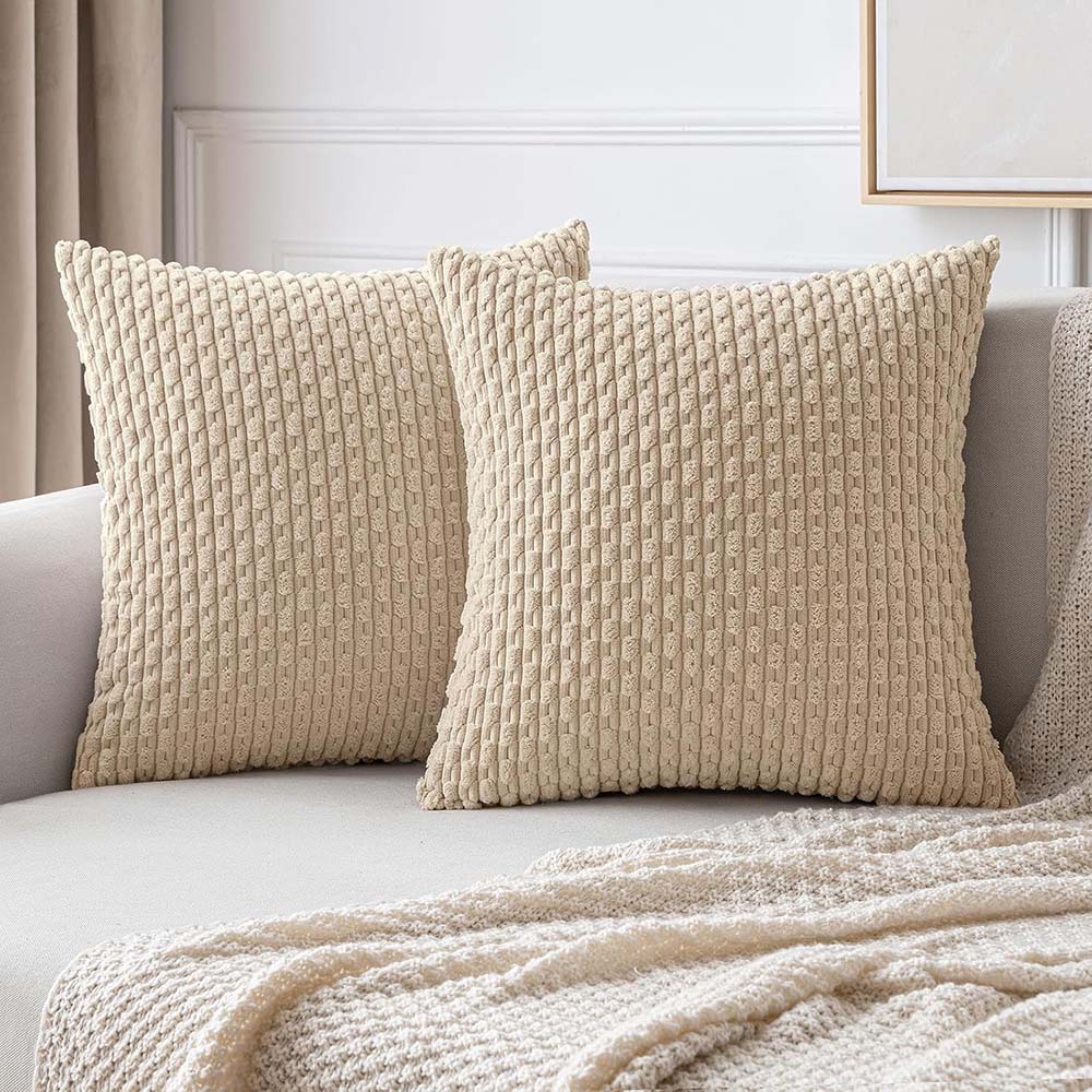 MIULEE Corduroy Boho Farmhouse Striped Throw Pillow Covers