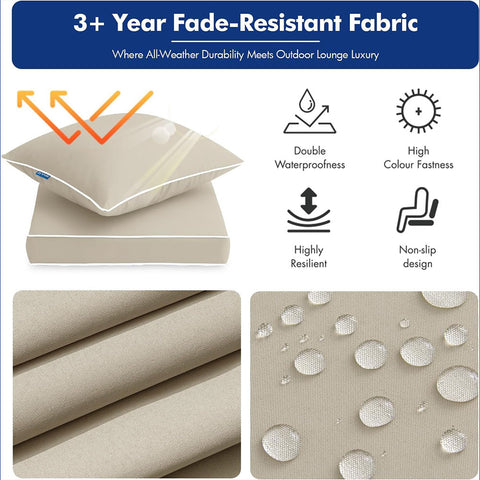 Beige Waterproof And Fade Resistant Deep Seat Cushions